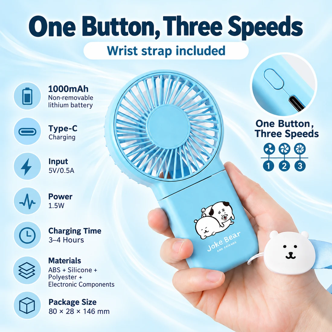 Joke Bear & Friends Portable Folding Fan